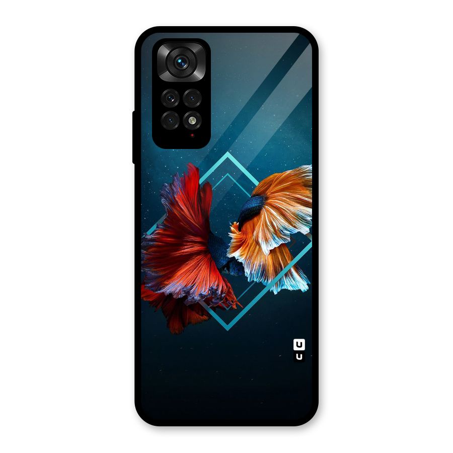 Butterfly Diamond Design Glass Back Case for Redmi Note 11S