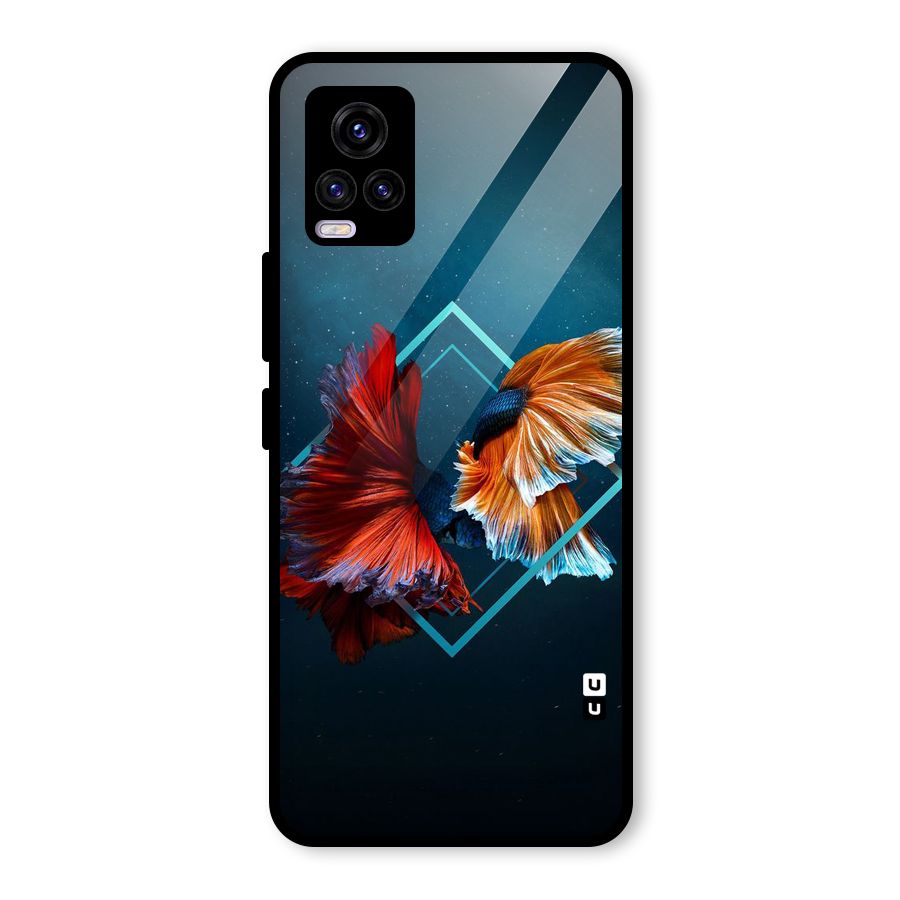 Butterfly Diamond Design Glass Back Case for Vivo V20 2021
