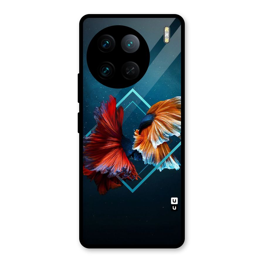 Butterfly Diamond Design Glass Back Case for Vivo X90 Pro