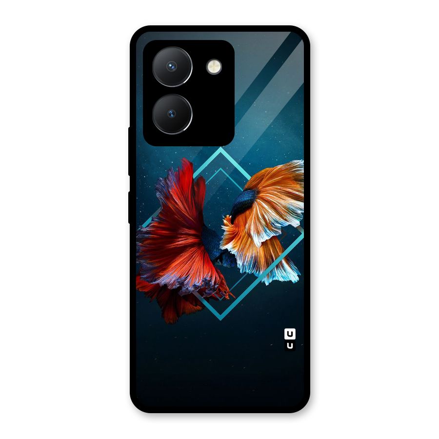 Butterfly Diamond Design Glass Back Case for Vivo Y36