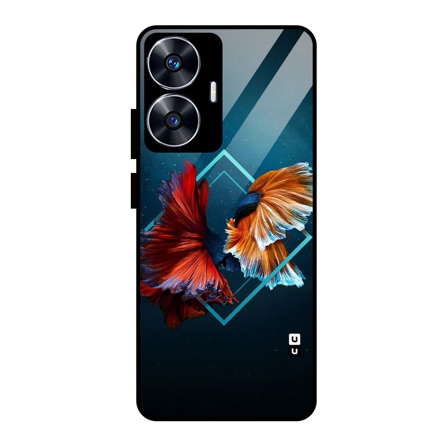 Butterfly Diamond Design Glass Back Case for realme C55