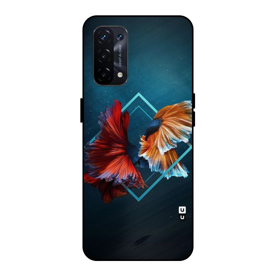 Butterfly Diamond Design Metal Back Case for Oppo A74 5G