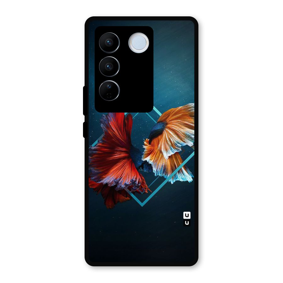 Butterfly Diamond Design Metal Back Case for Vivo V27 Pro