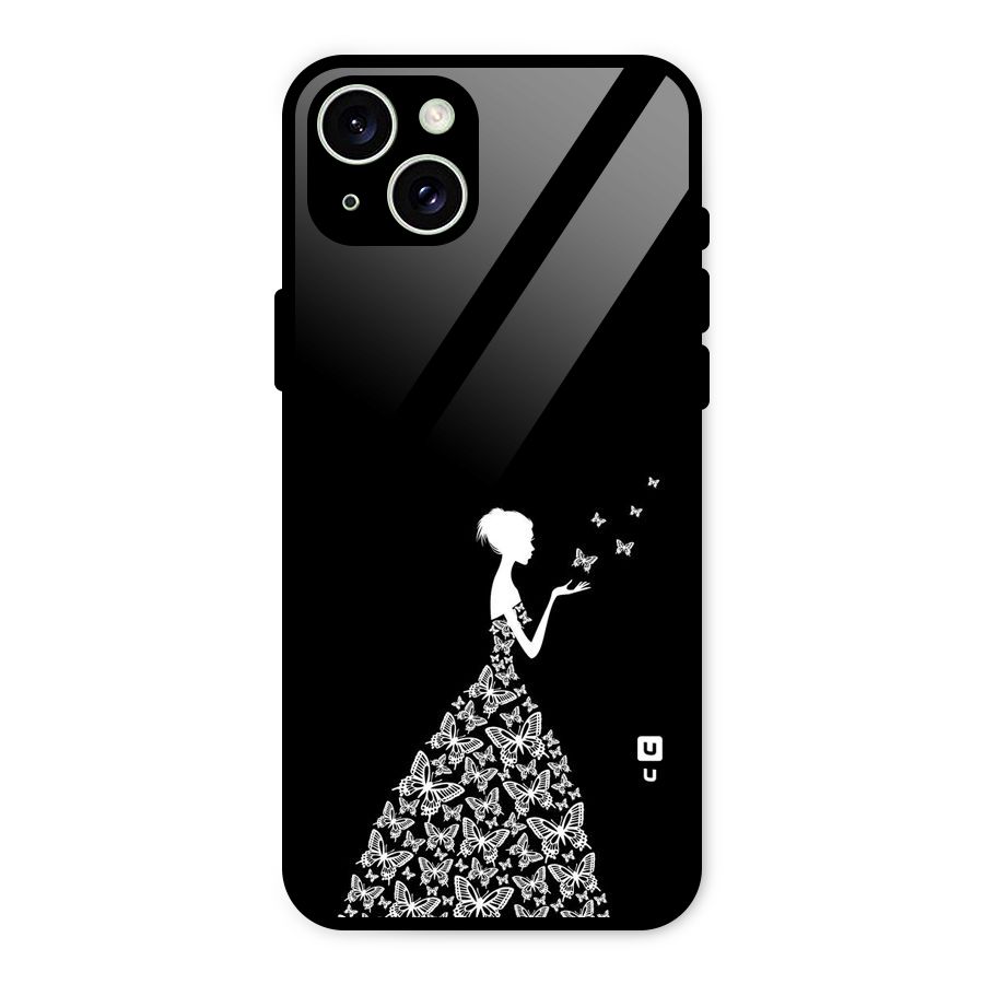 Butterfly Dress Glass Back Case for iPhone 15 Plus
