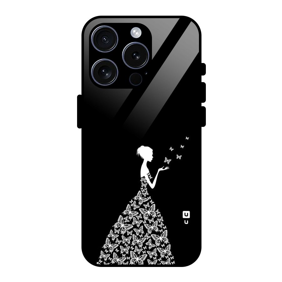 Butterfly Dress Glass Back Case for iPhone 15 Pro