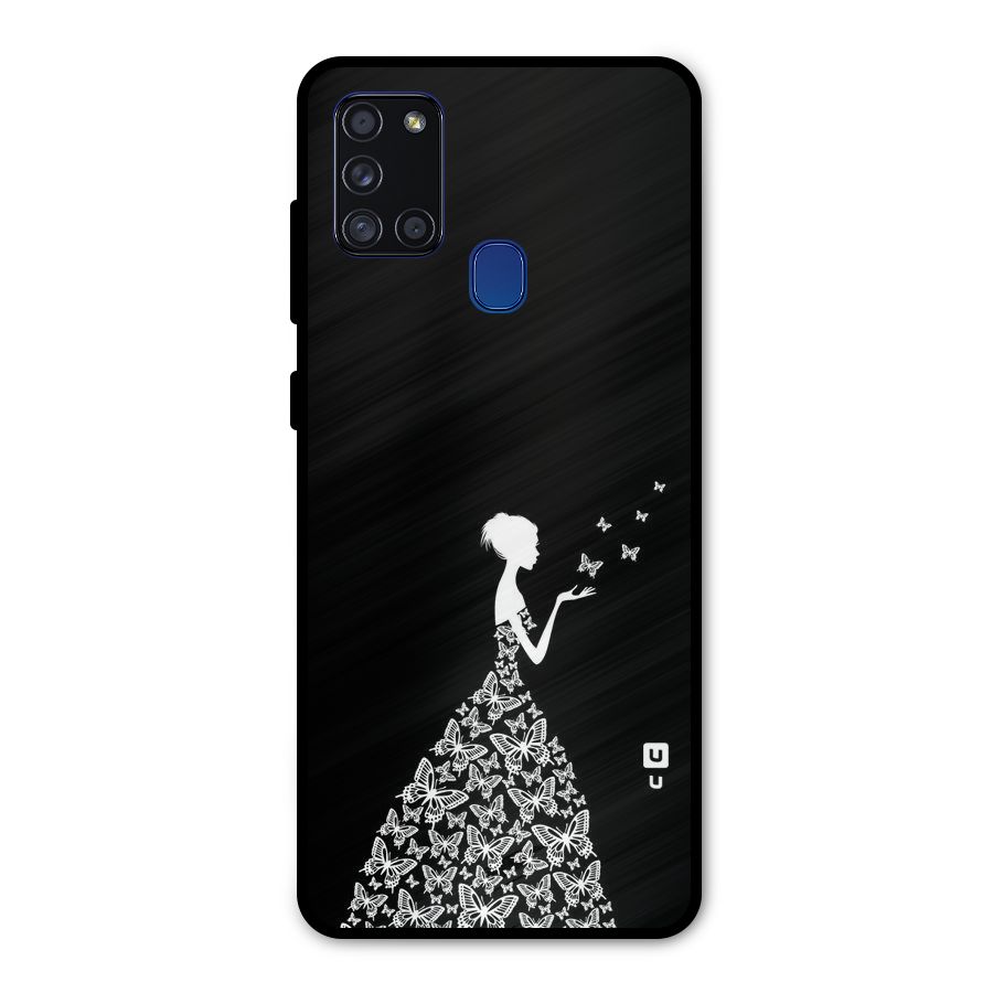 Butterfly Dress Metal Back Case for Galaxy A21s