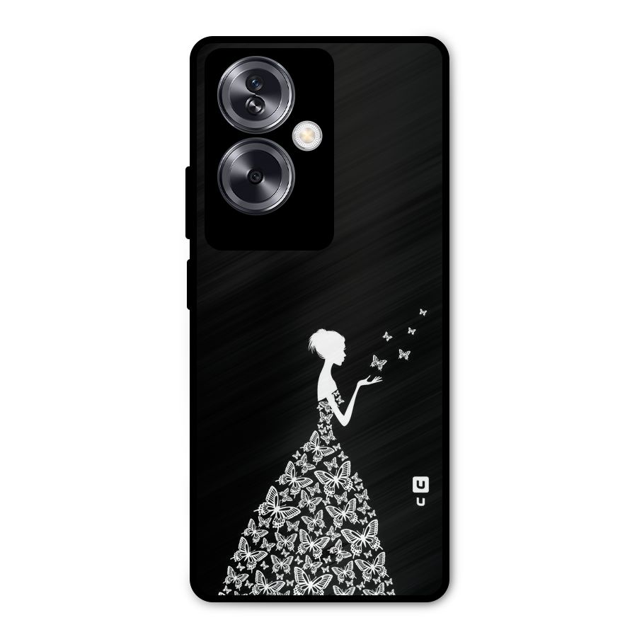 Butterfly Dress Metal Back Case for Oppo A79 5G