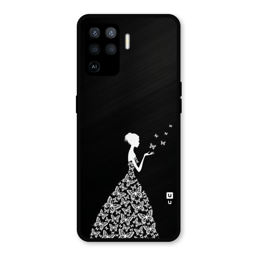 Butterfly Dress Metal Back Case for Oppo F19 Pro