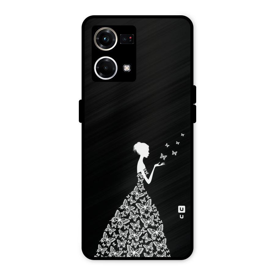 Butterfly Dress Metal Back Case for Oppo F21 Pro 4G