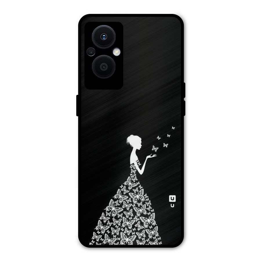 Butterfly Dress Metal Back Case for Oppo F21 Pro 5G