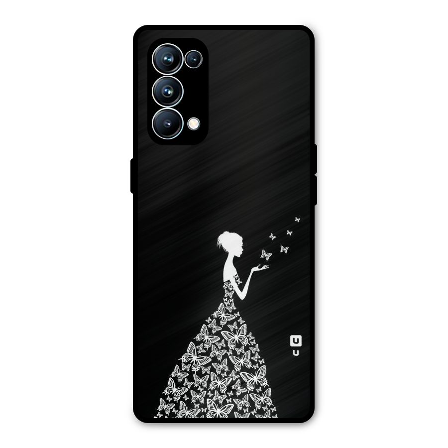 Butterfly Dress Metal Back Case for Oppo Reno5 Pro 5G