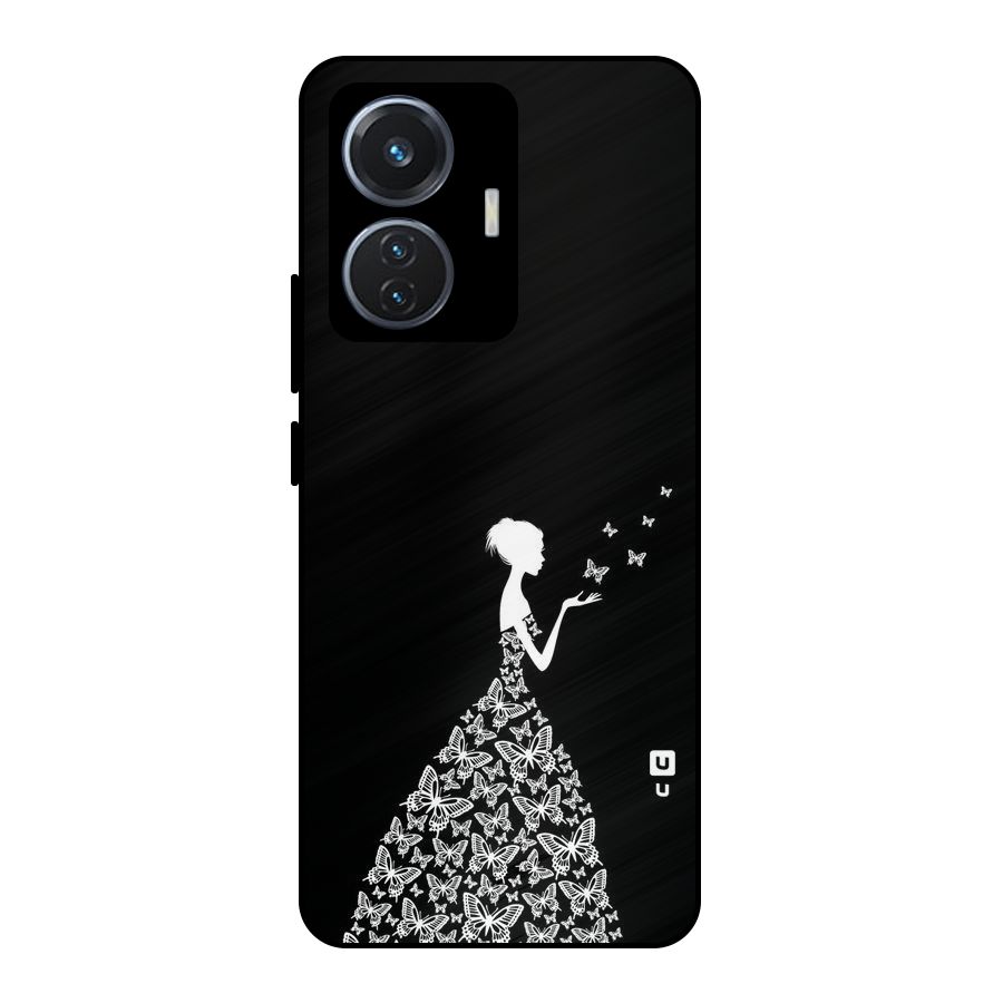 Butterfly Dress Metal Back Case for Vivo T1 44W