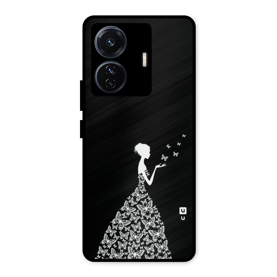 Butterfly Dress Metal Back Case for Vivo T1 Pro