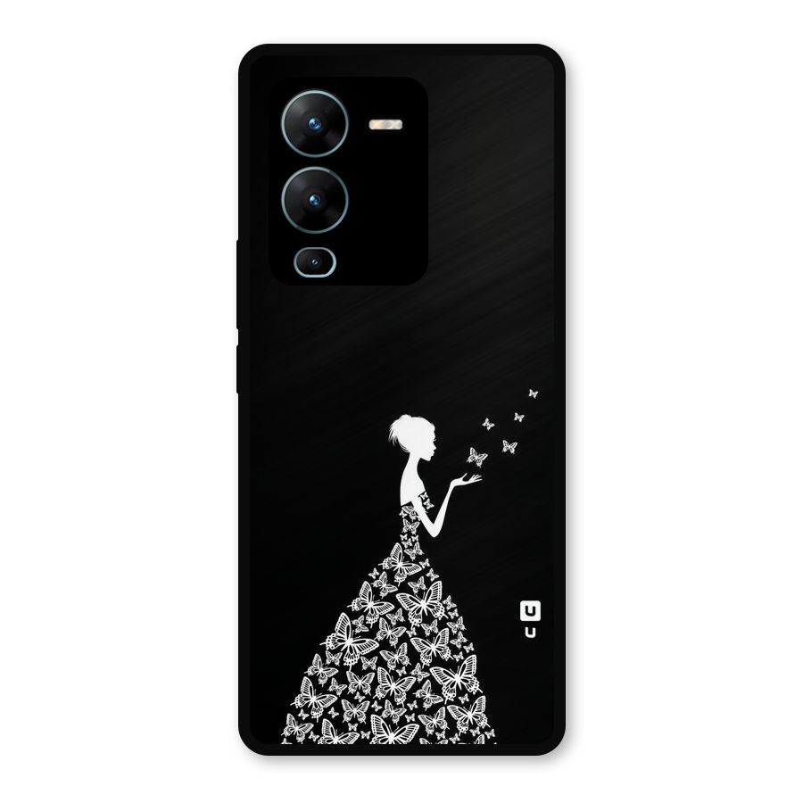 Butterfly Dress Metal Back Case for Vivo V25 Pro