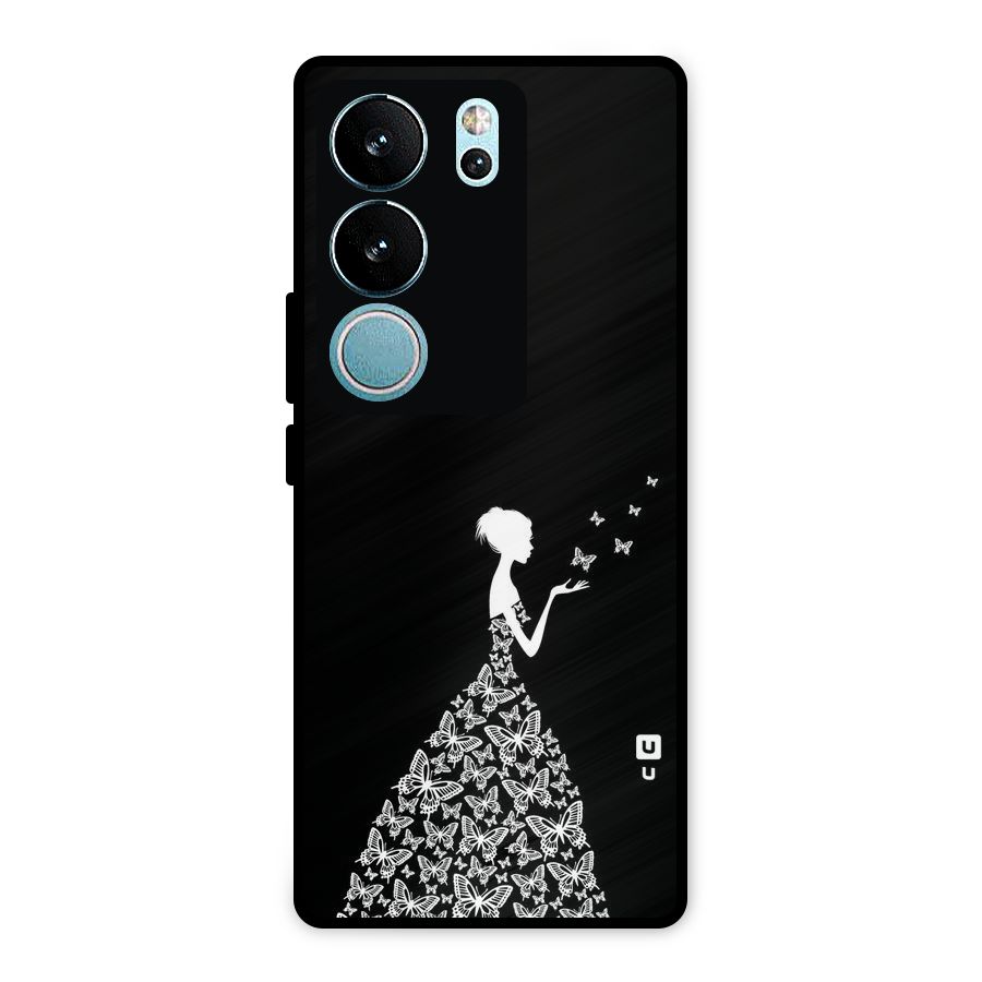Butterfly Dress Metal Back Case for Vivo V29 Pro