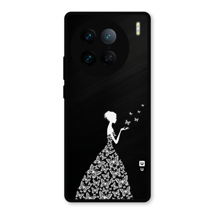Butterfly Dress Metal Back Case for Vivo X90 Pro