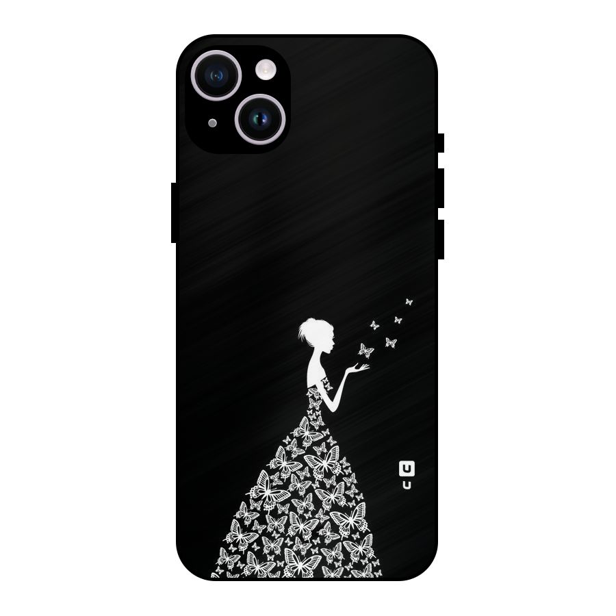 Butterfly Dress Metal Back Case for iPhone 14 Plus