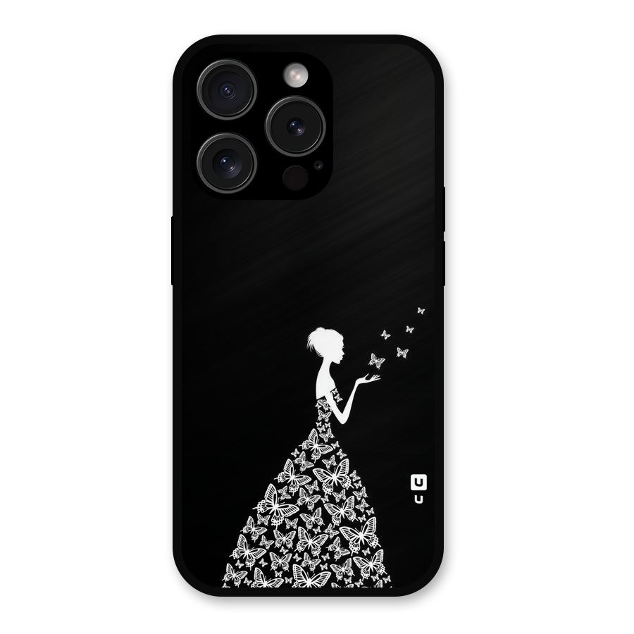 Butterfly Dress Metal Back Case for iPhone 15 Pro