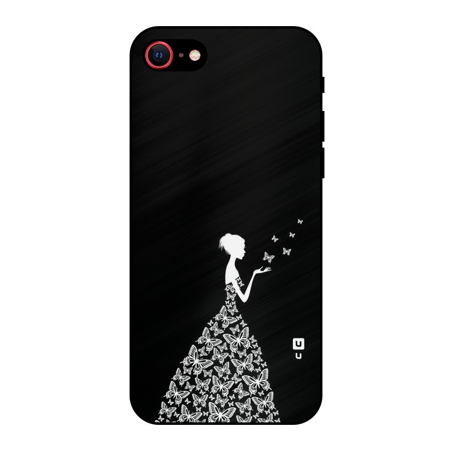Butterfly Dress Metal Back Case for iPhone SE 2022