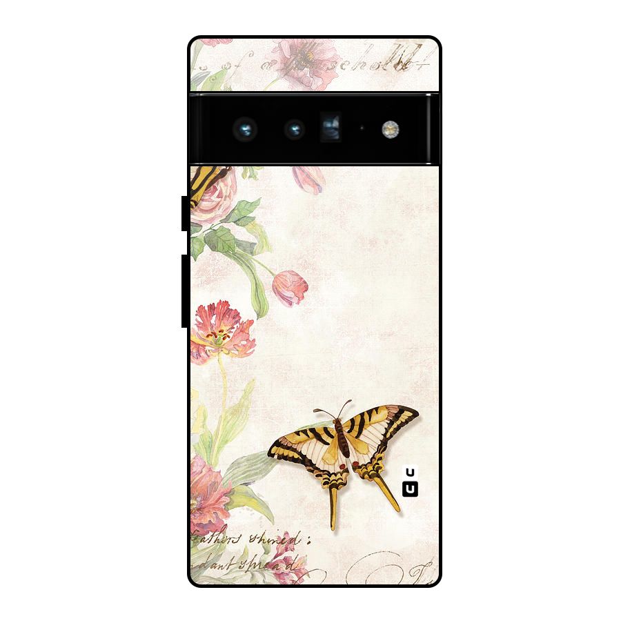 Butterfly Floral Glass Back Case for Google Pixel 6 Pro