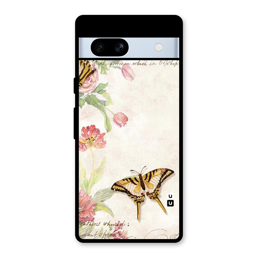 Butterfly Floral Glass Back Case for Google Pixel 7a