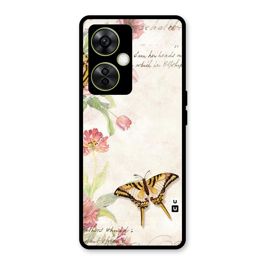 Butterfly Floral Glass Back Case for OnePlus Nord CE 3 Lite