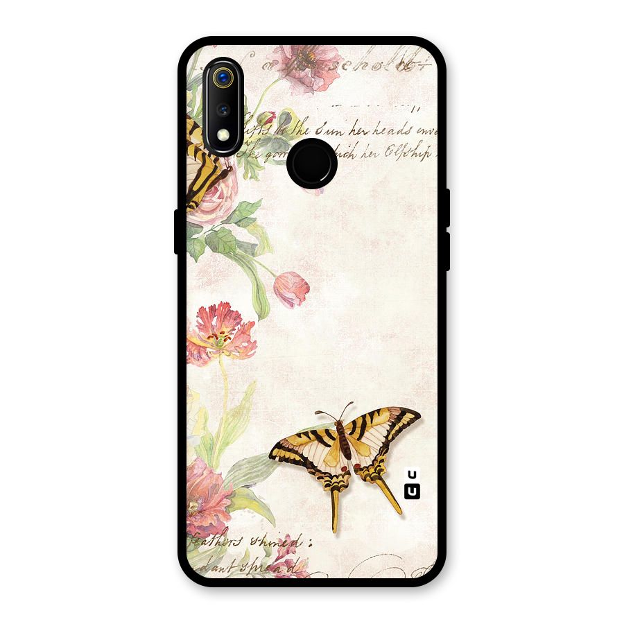 Butterfly Floral Glass Back Case for Realme 3