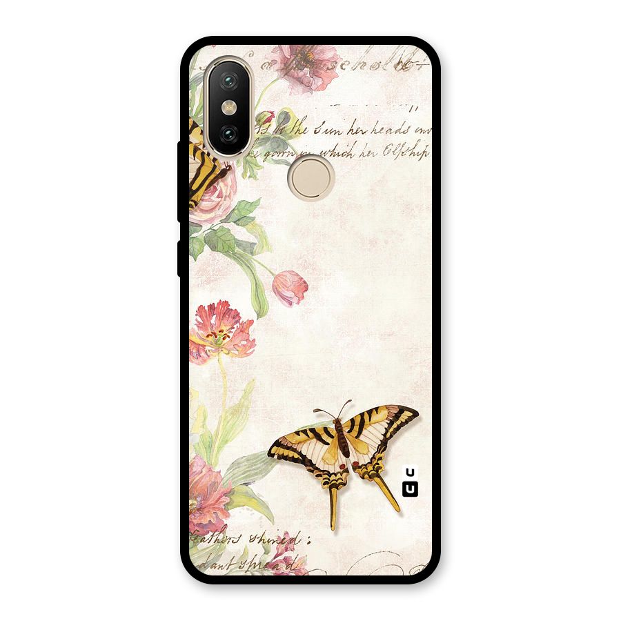 Butterfly Floral Glass Back Case for Redmi A2
