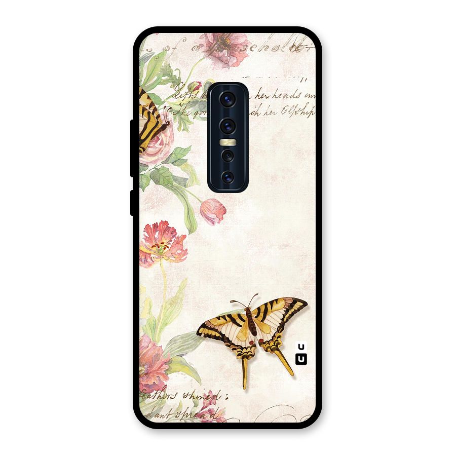 Butterfly Floral Glass Back Case for Vivo V17 Pro