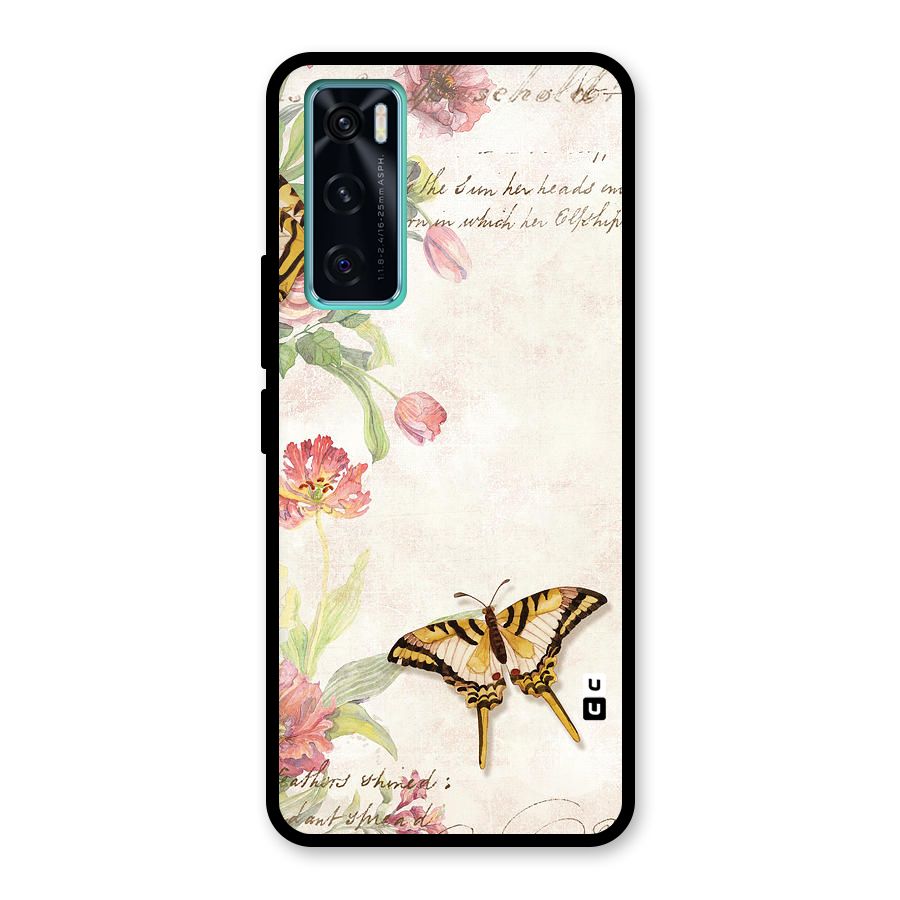 Butterfly Floral Glass Back Case for Vivo V20 SE