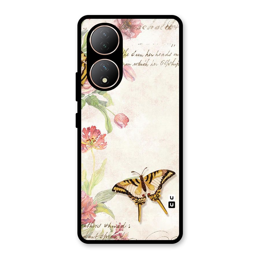 Butterfly Floral Glass Back Case for Vivo Y100A