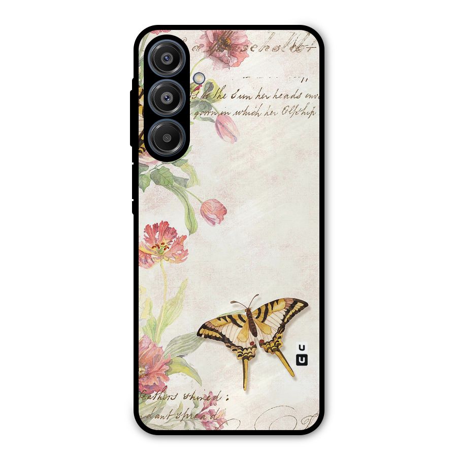 Butterfly Floral Metal Back Case for Galaxy A16 5G