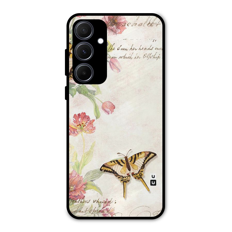 Butterfly Floral Metal Back Case for Galaxy A35