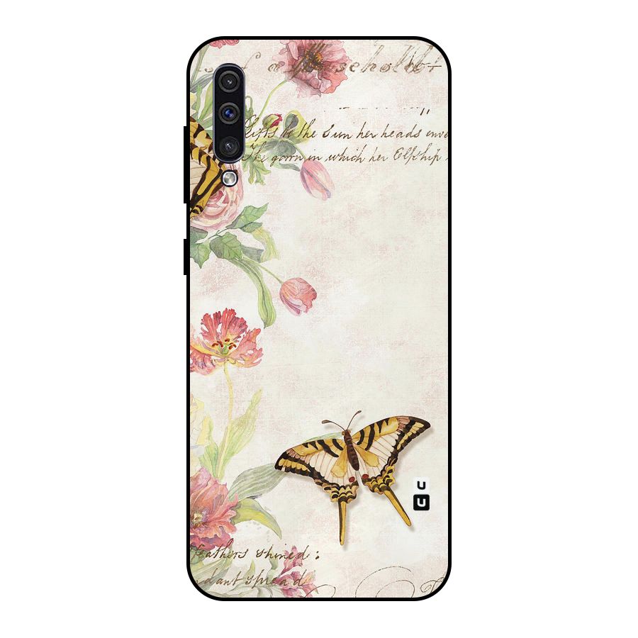 Butterfly Floral Metal Back Case for Galaxy A50