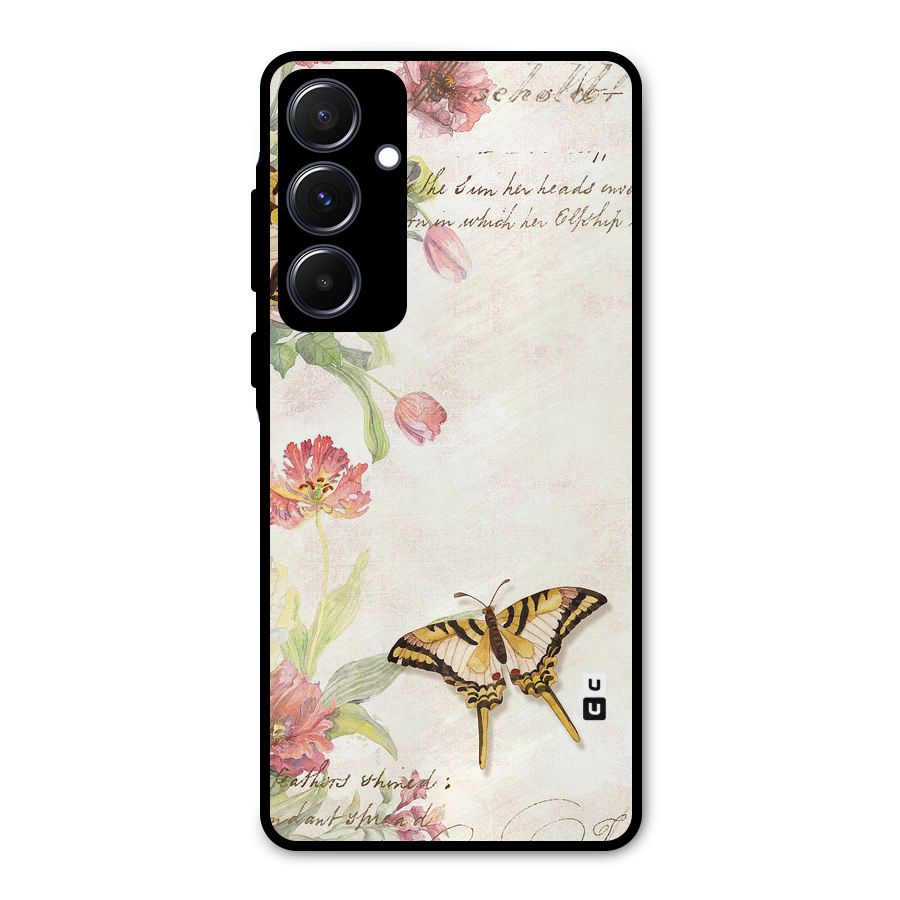 Butterfly Floral Metal Back Case for Galaxy A55