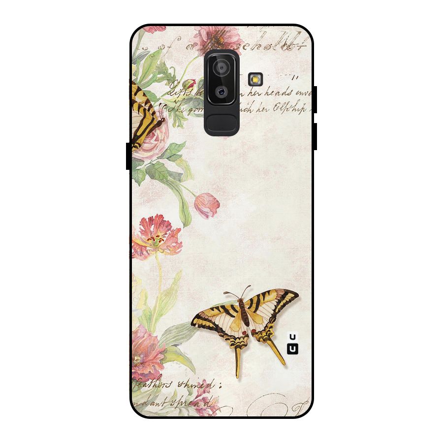 Butterfly Floral Metal Back Case for Galaxy J8