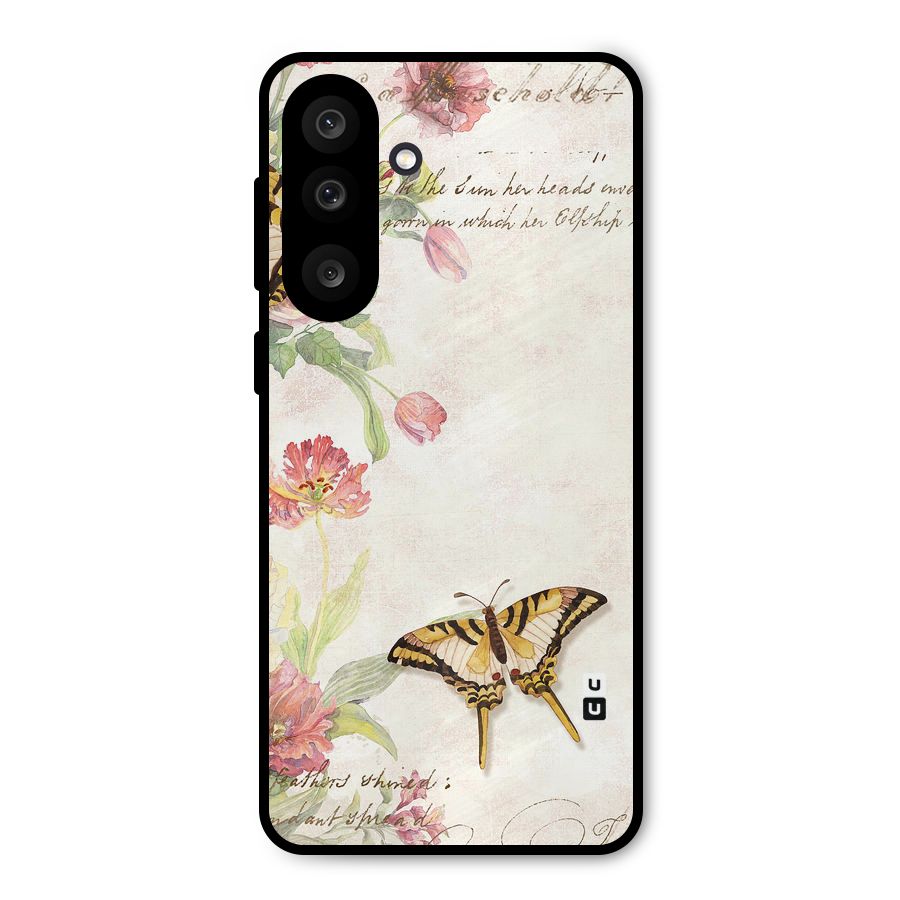 Butterfly Floral Metal Back Case for Galaxy M56