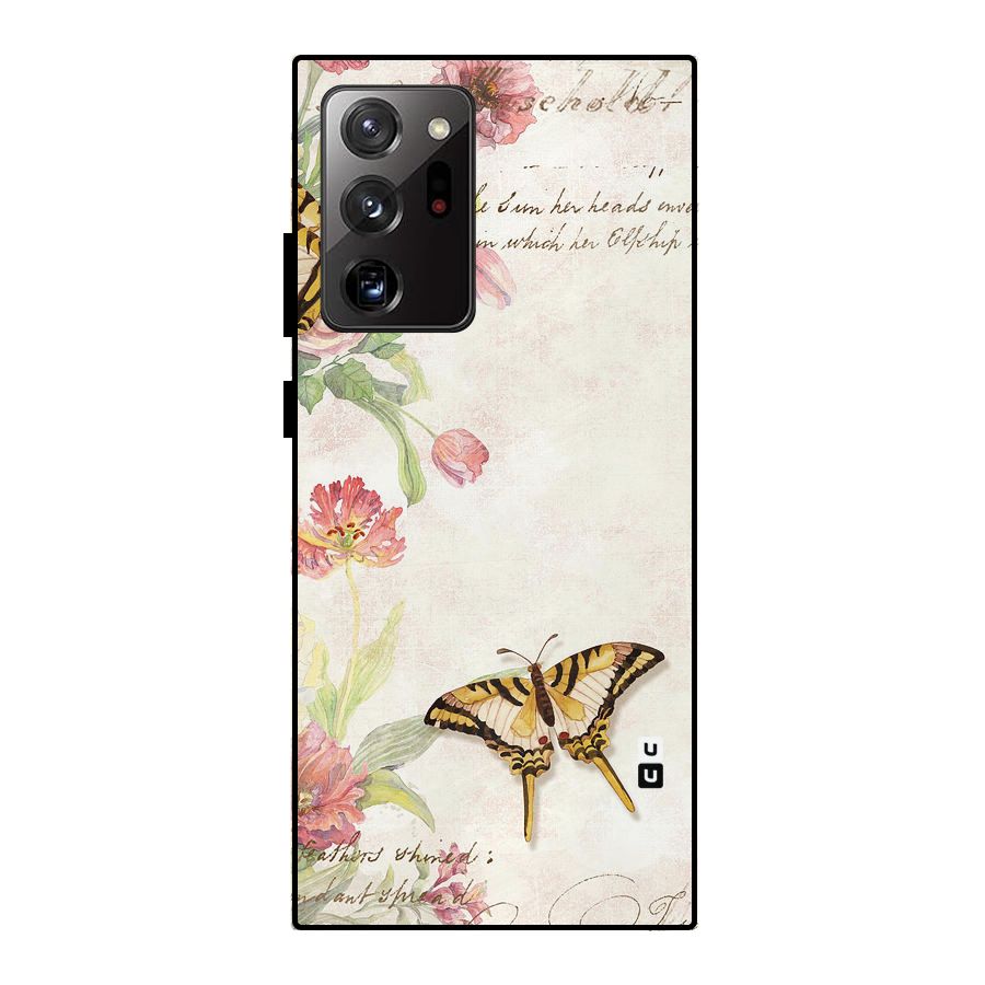 Butterfly Floral Metal Back Case for Galaxy Note 20 Ultra