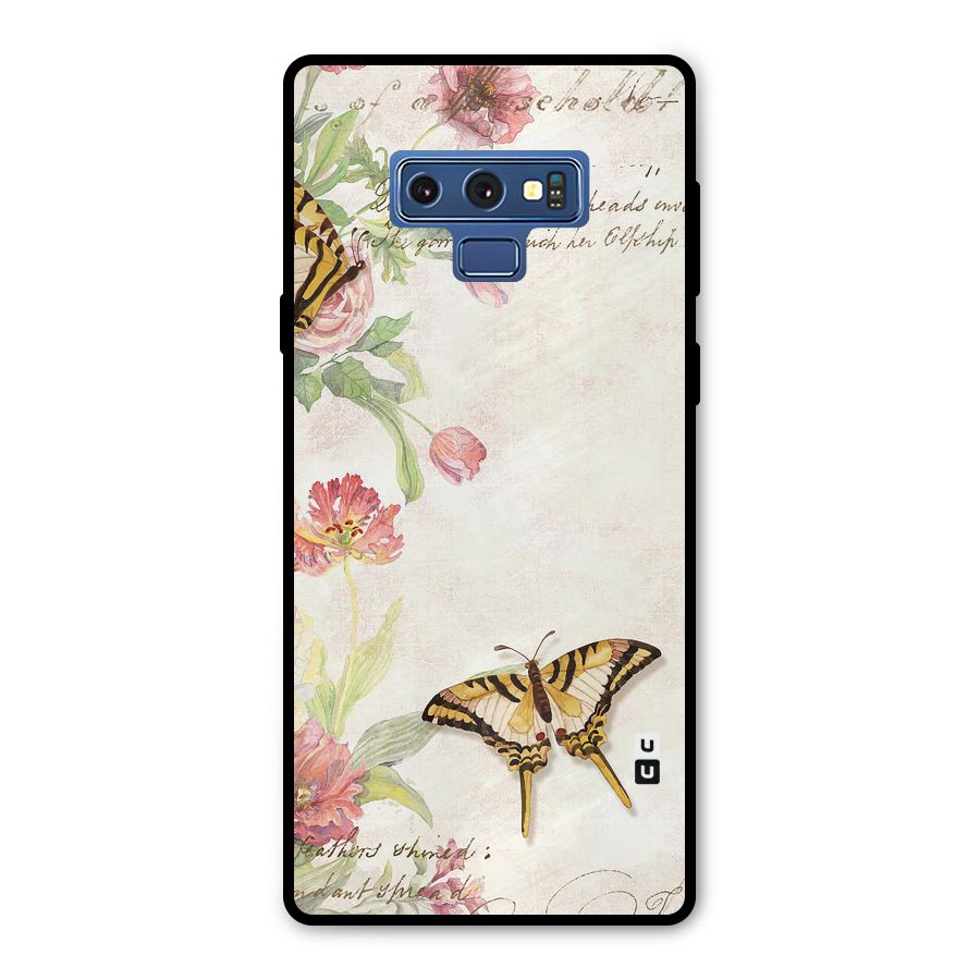 Butterfly Floral Metal Back Case for Galaxy Note 9