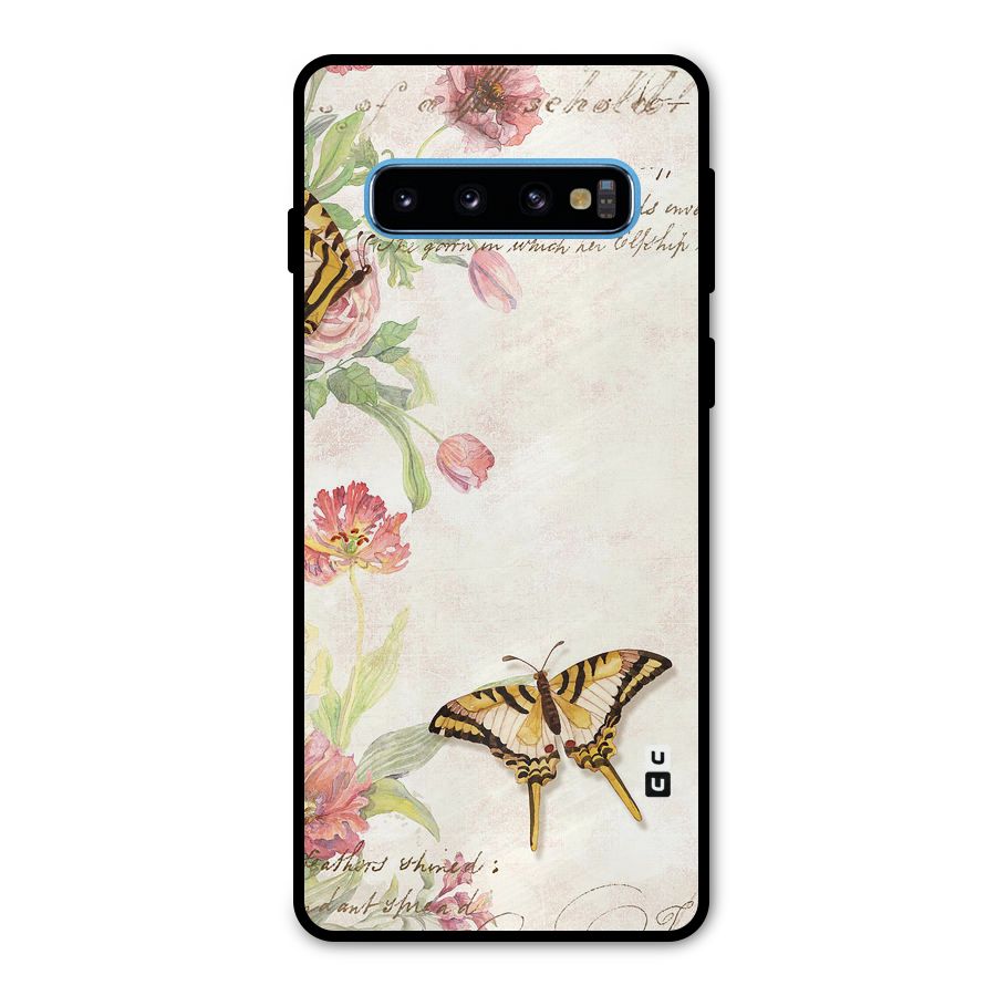 Butterfly Floral Metal Back Case for Galaxy S10