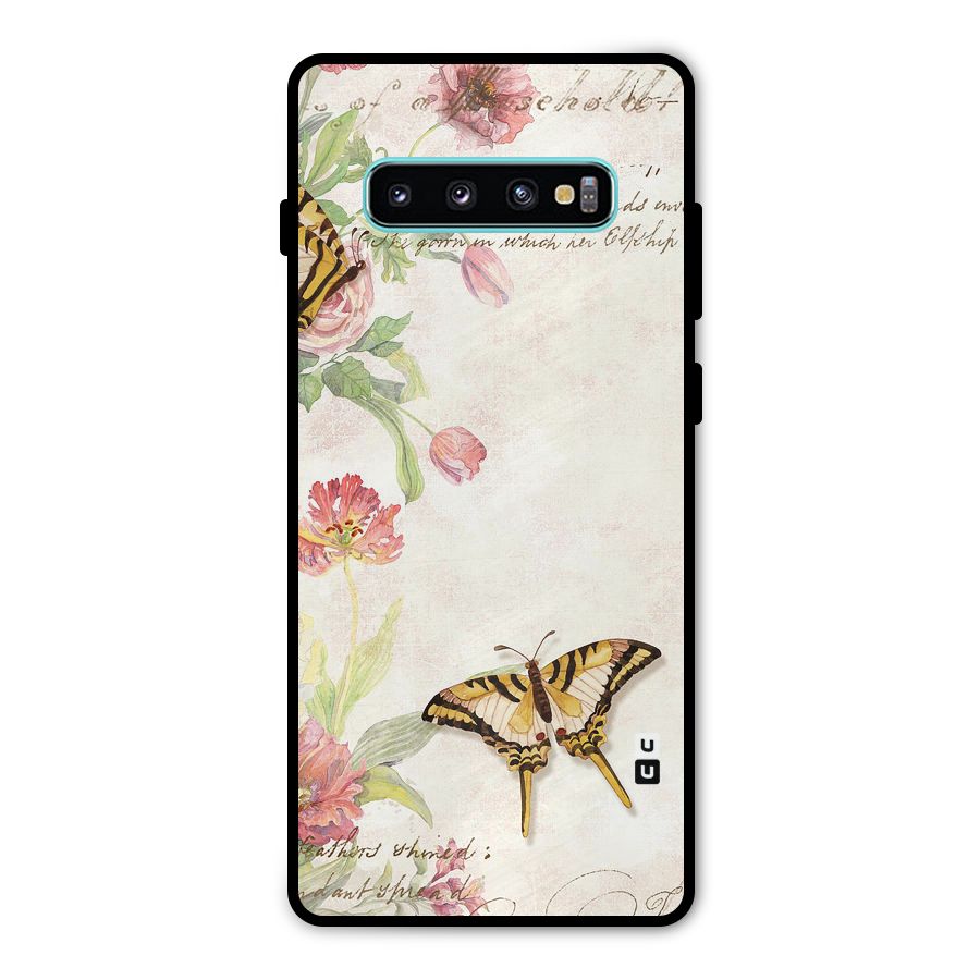 Butterfly Floral Metal Back Case for Galaxy S10 Plus