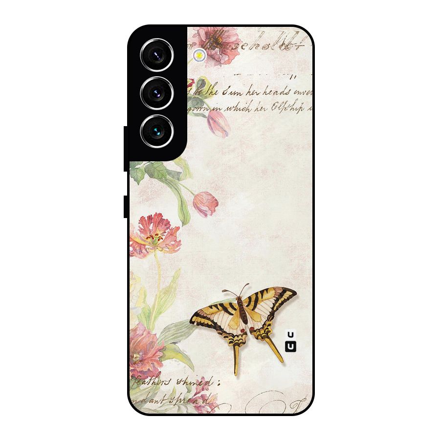 Butterfly Floral Metal Back Case for Galaxy S22 5G