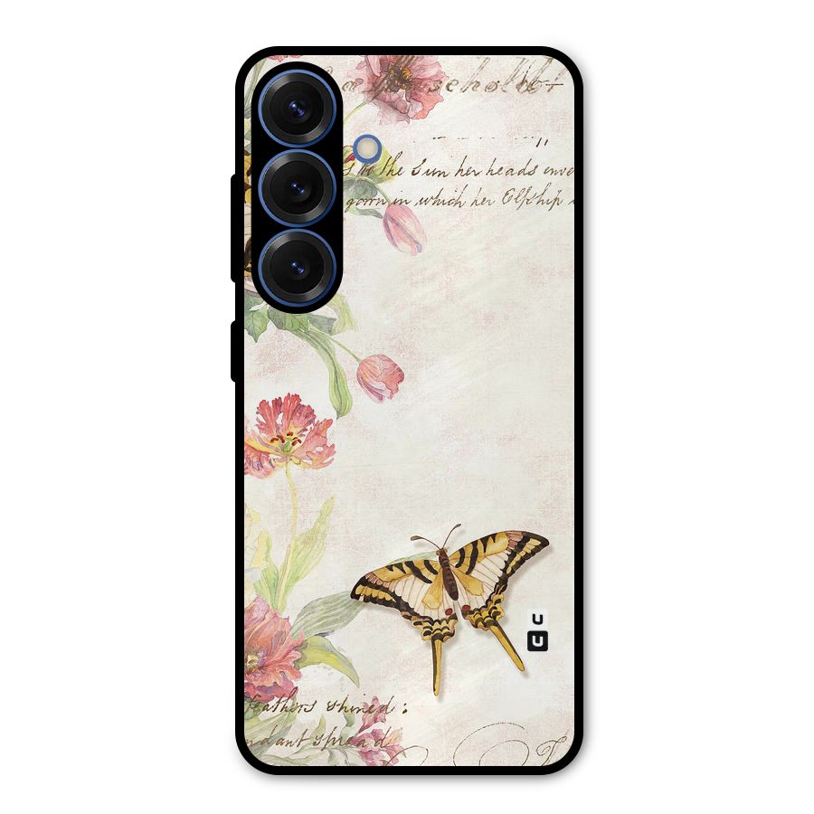 Butterfly Floral Metal Back Case for Galaxy S25