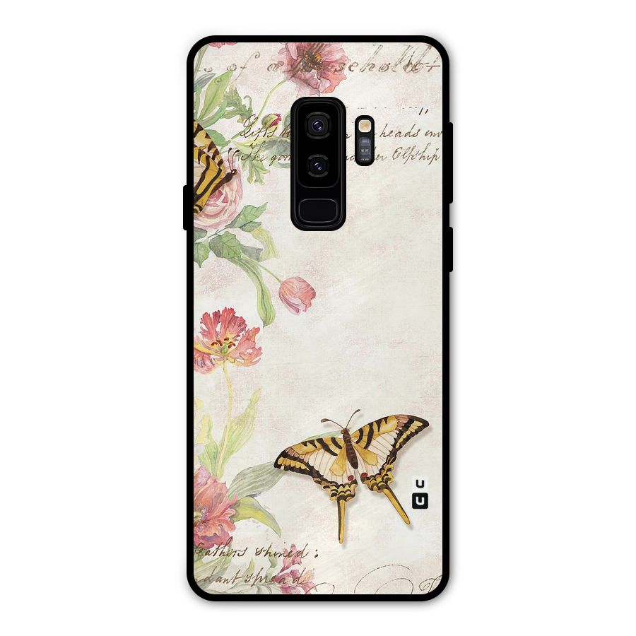 Butterfly Floral Metal Back Case for Galaxy S9 Plus