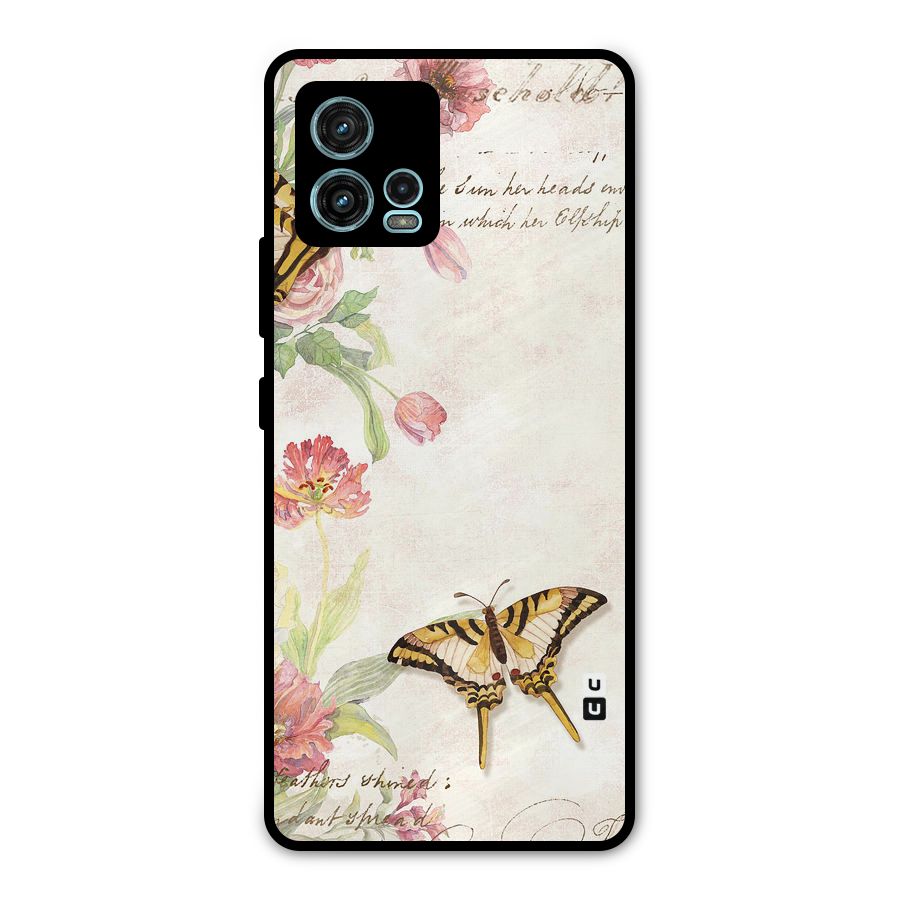 Butterfly Floral Metal Back Case for Moto G72