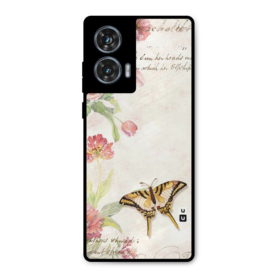 Butterfly Floral Metal Back Case for Motorola Edge 50 Fusion