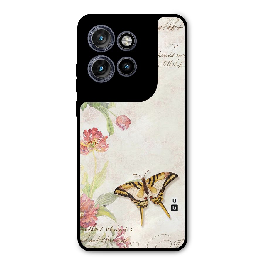 Butterfly Floral Metal Back Case for Motorola Edge 50 Neo
