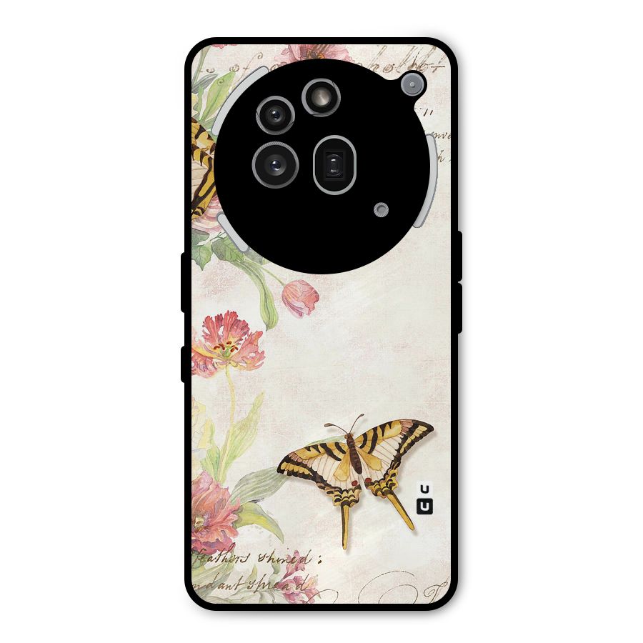 Butterfly Floral Metal Back Case for Nothing Phone 3a Pro
