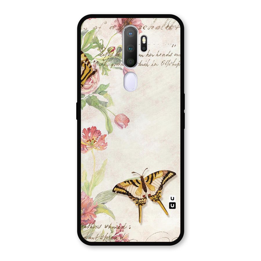 Butterfly Floral Metal Back Case for Oppo A9 (2020)