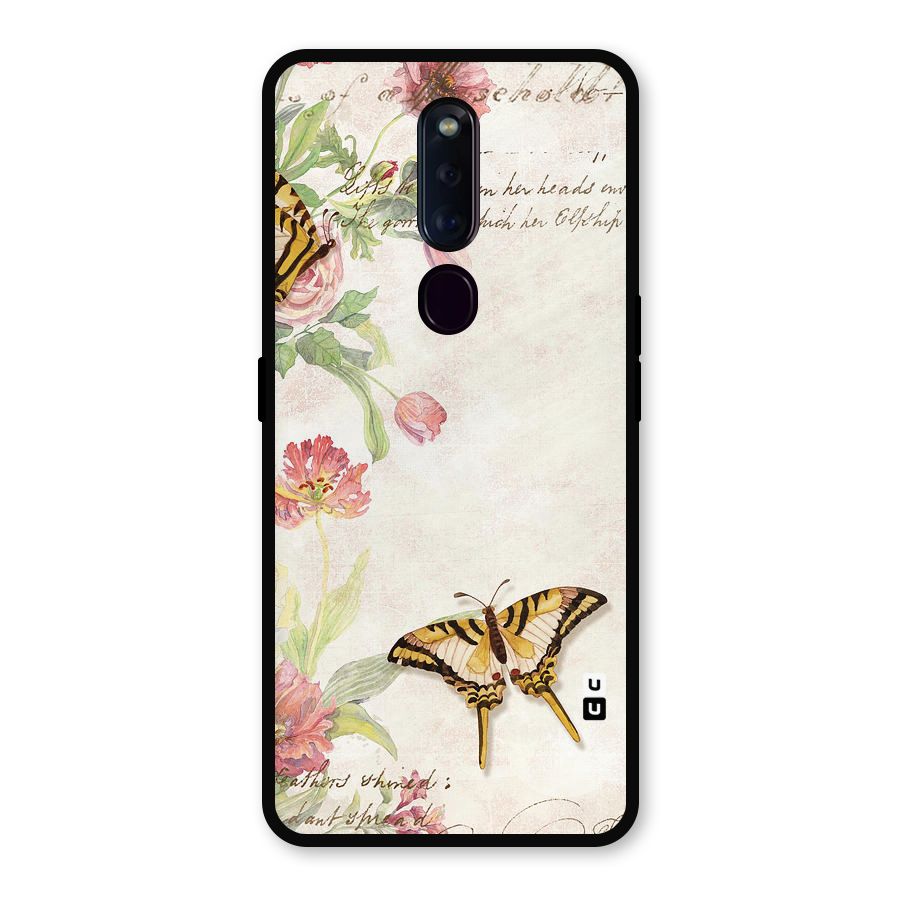 Butterfly Floral Metal Back Case for Oppo F11 Pro